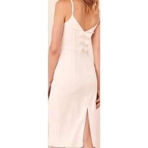 LULU'S SZ S You're a Gift White Bow Back Bodycon Midi Dress NEW B94